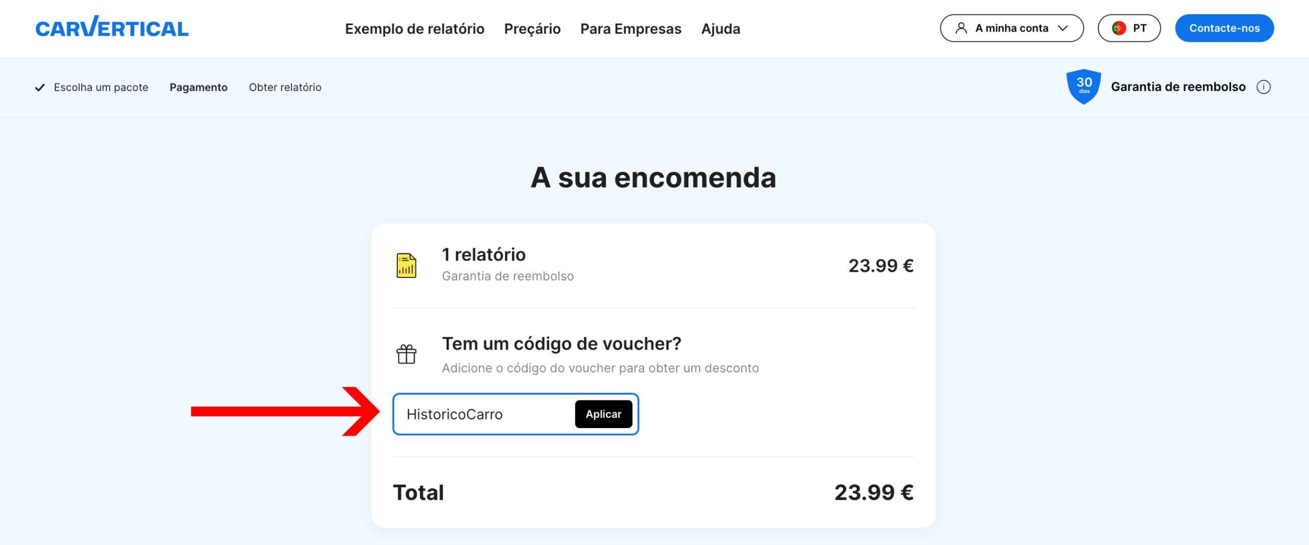 Como Usar o Código de Desconto da carVertical